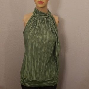 Green Crinkle Side-Tie Halter